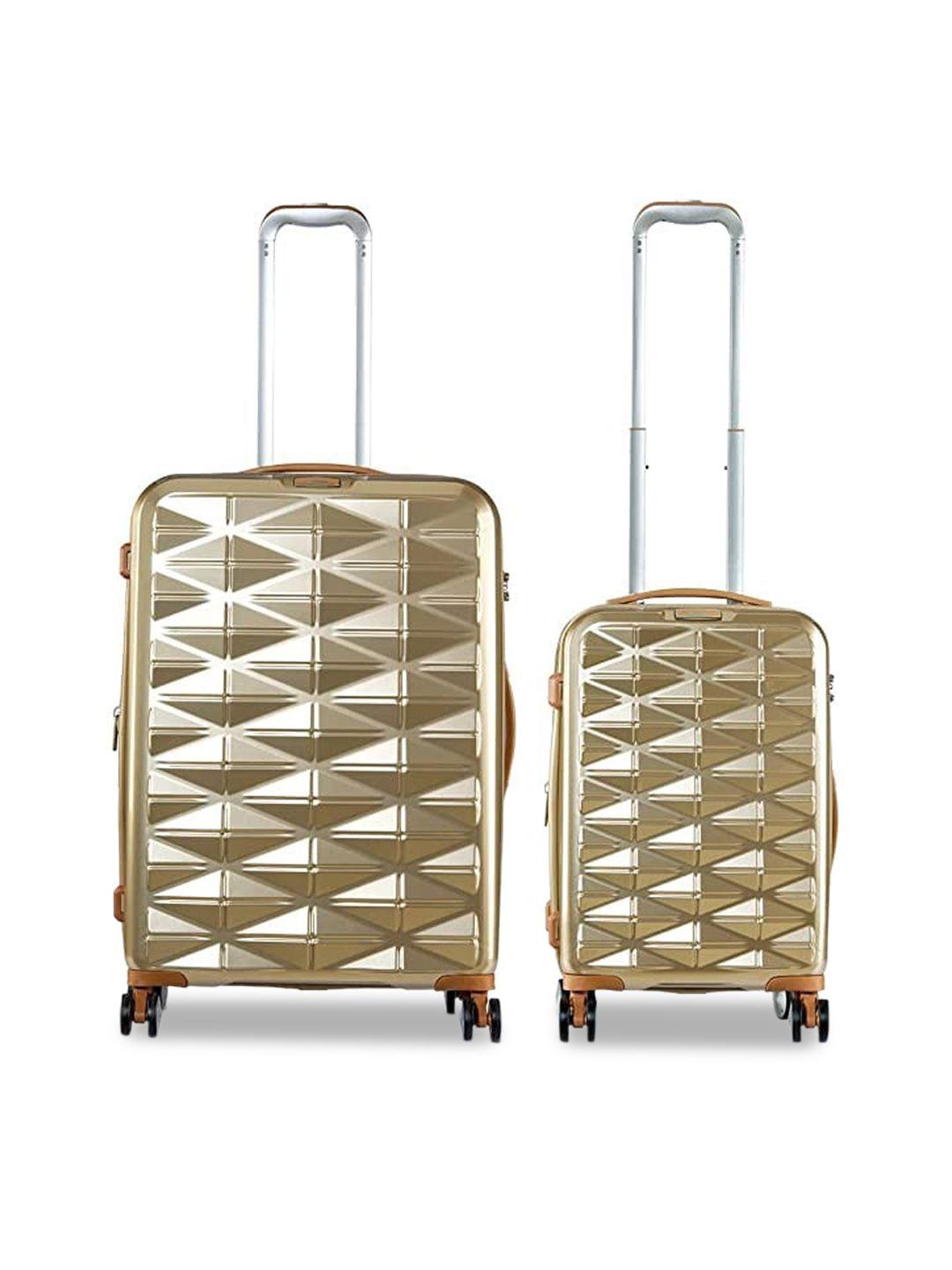 it luggage set of 2 gold-toned textured hard-sided trolley bag