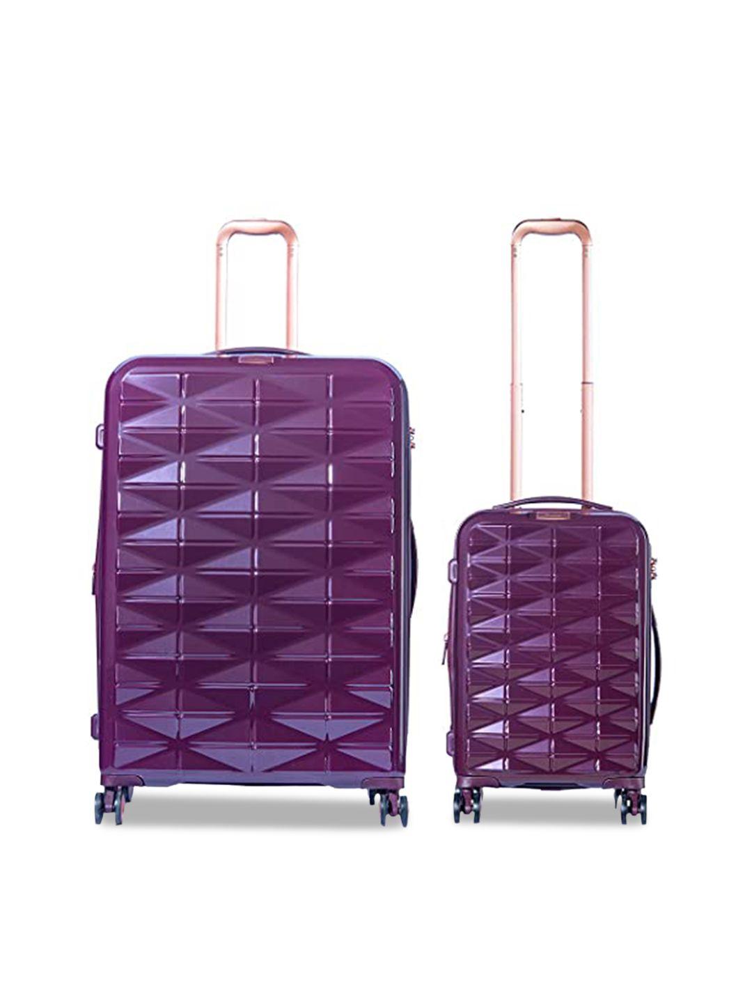 it luggage set of 2 purple textured hard-sided trolley bag