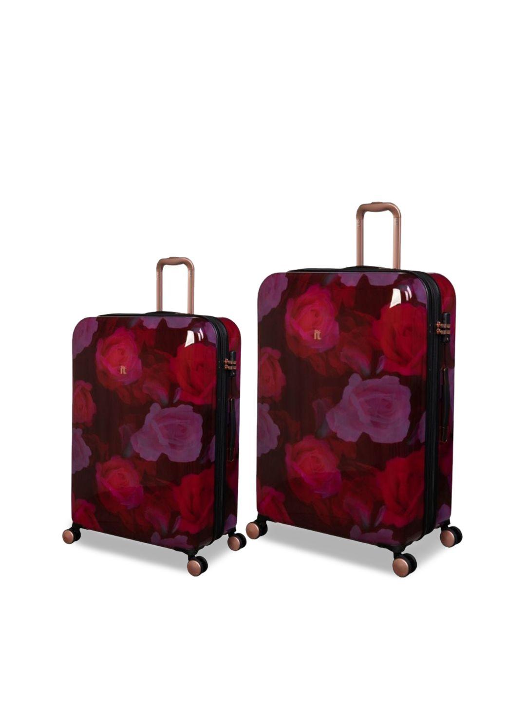 it luggage set of 2 rose design hard-sided large trolley bag