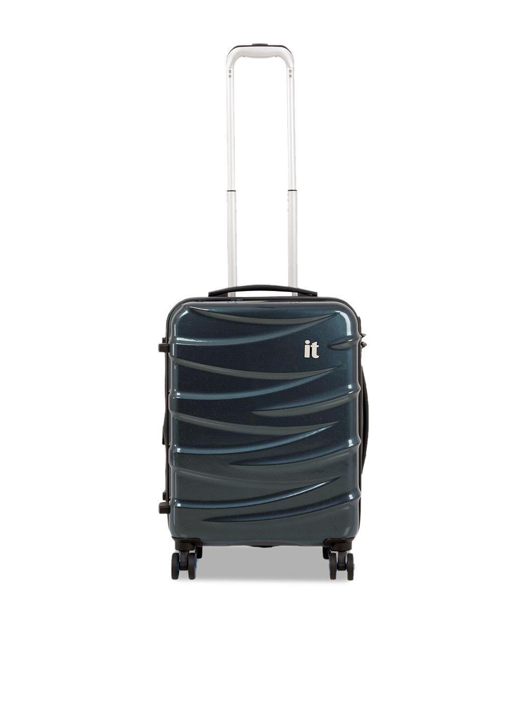 it luggage turquoise blue textured cabin trolley bag
