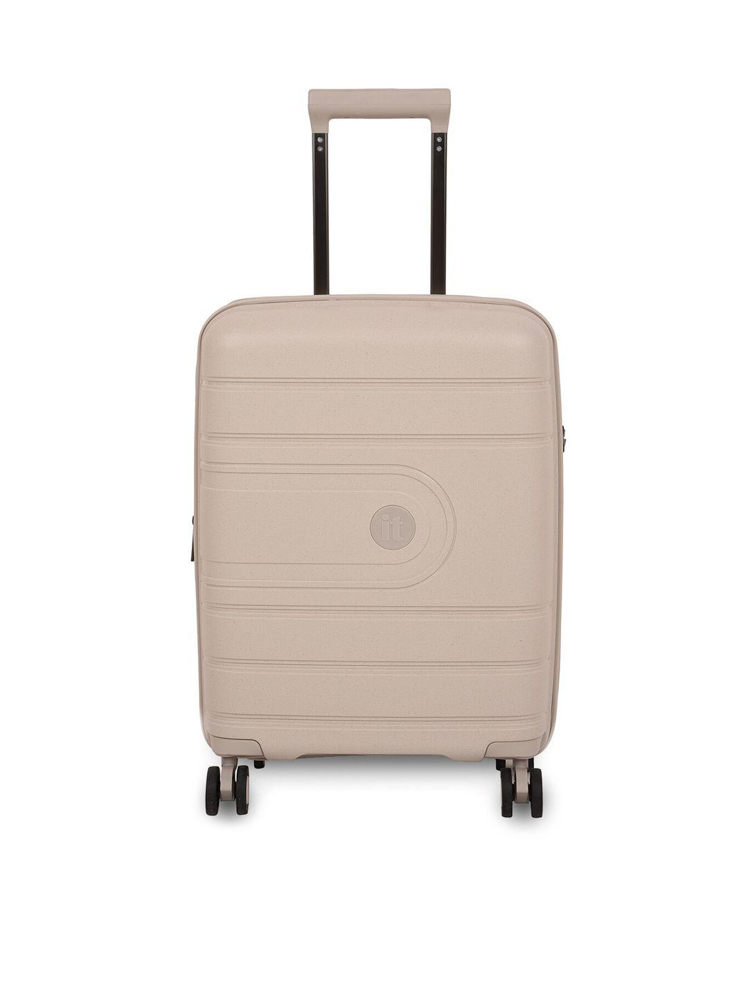 it luggage beige colored textured trolley suitcase