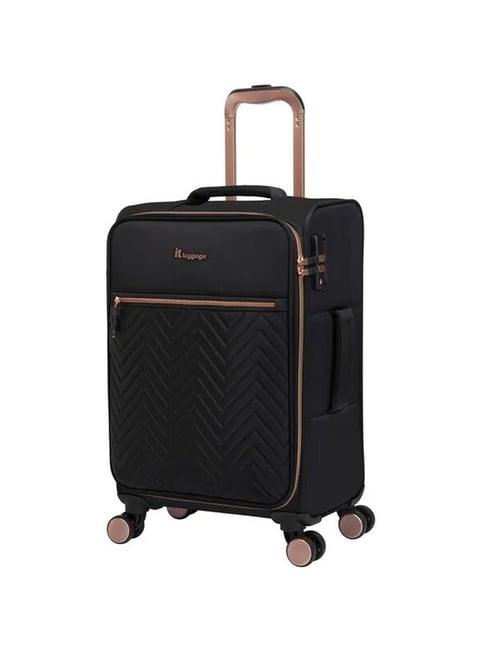 it luggage bewitching black quilted soft cabin trolley bag - 18 inch