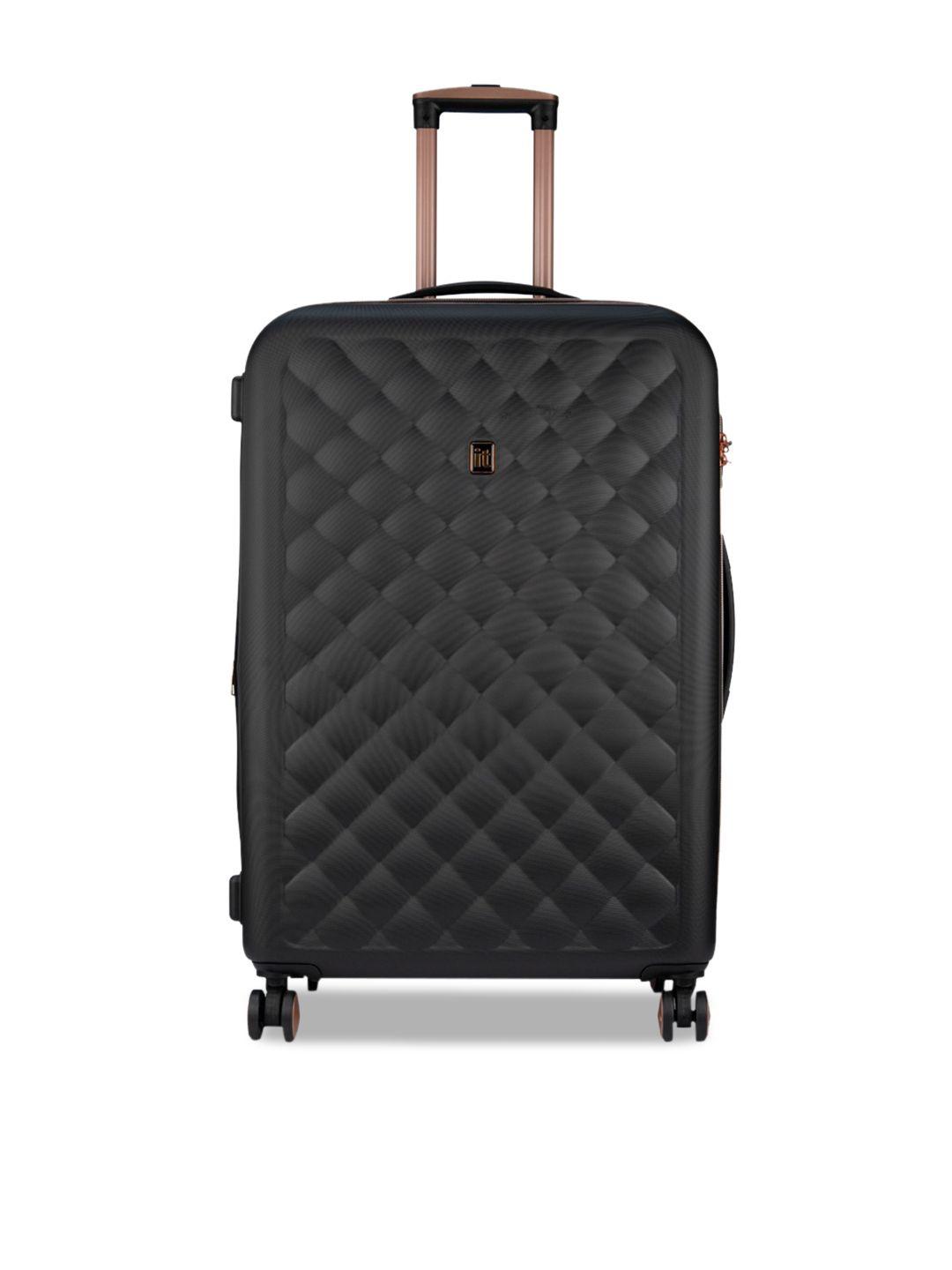 it luggage black solid hard-sided medium trolley suitcases