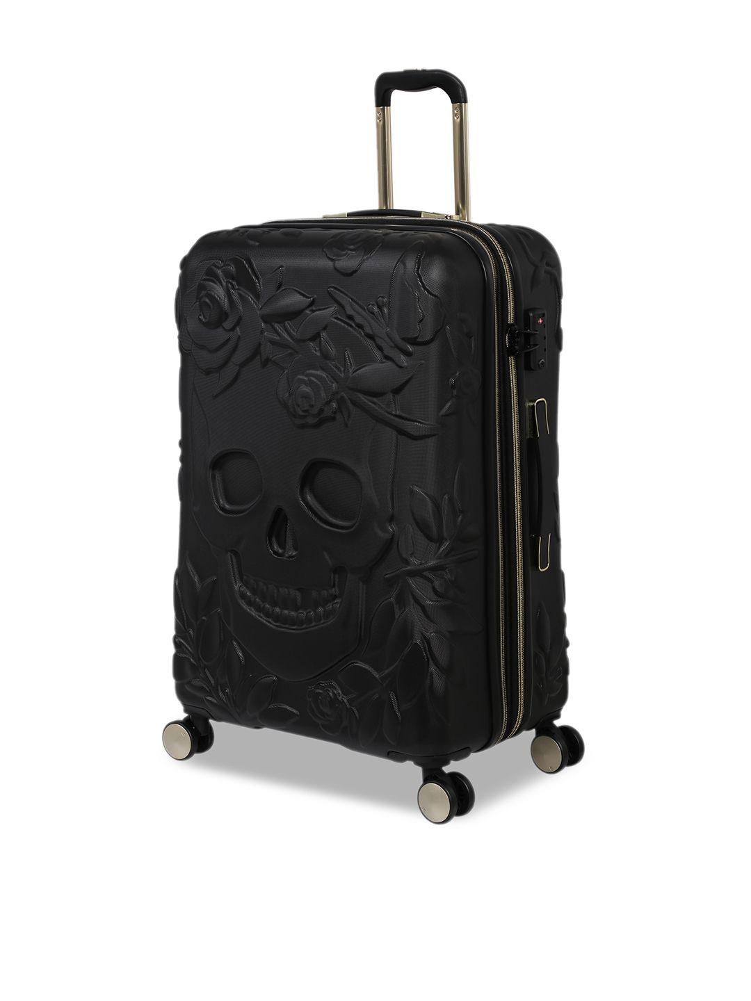it luggage black solid large trolley bag