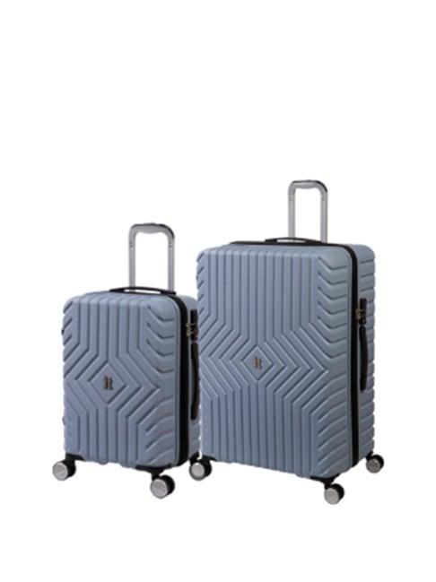 it luggage blue 8 wheel large hard cabin trolley pack of 2