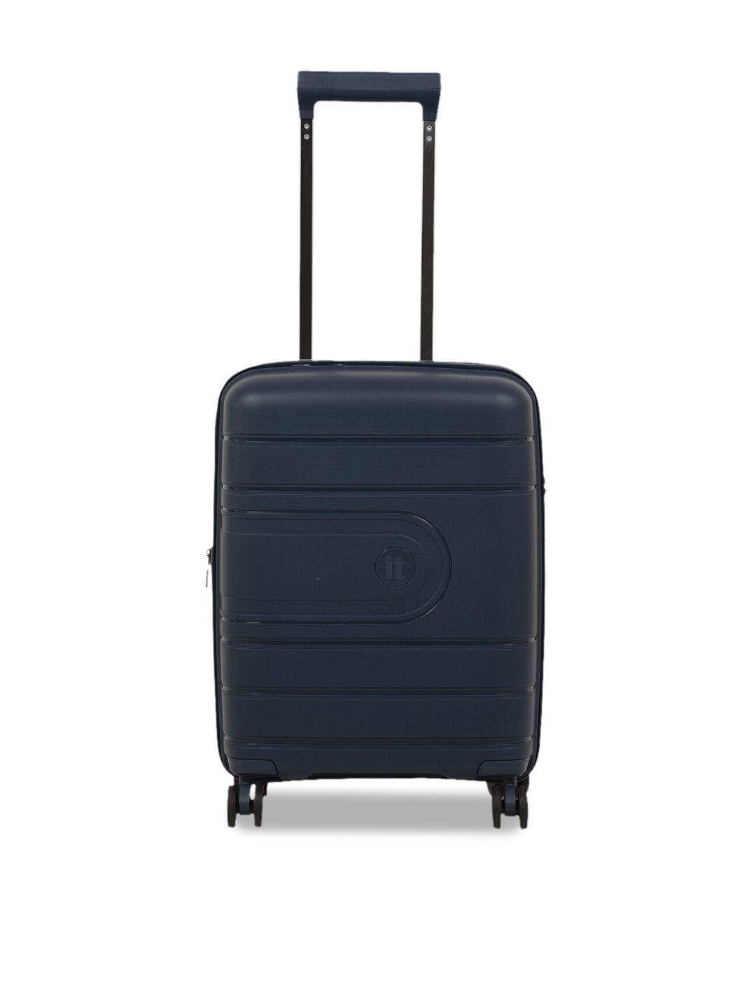 it luggage blue solid hard-sided cabin trolley suitcase
