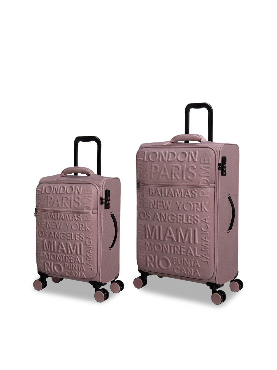 it luggage citywide set of 2 soft-sided textured trolley suitcase