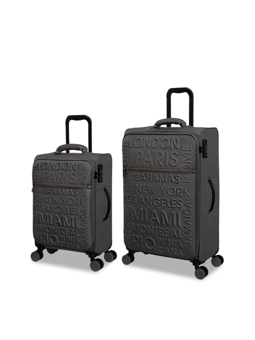 it luggage citywide set of 2 textured soft-sided large & medium trolley suitcases