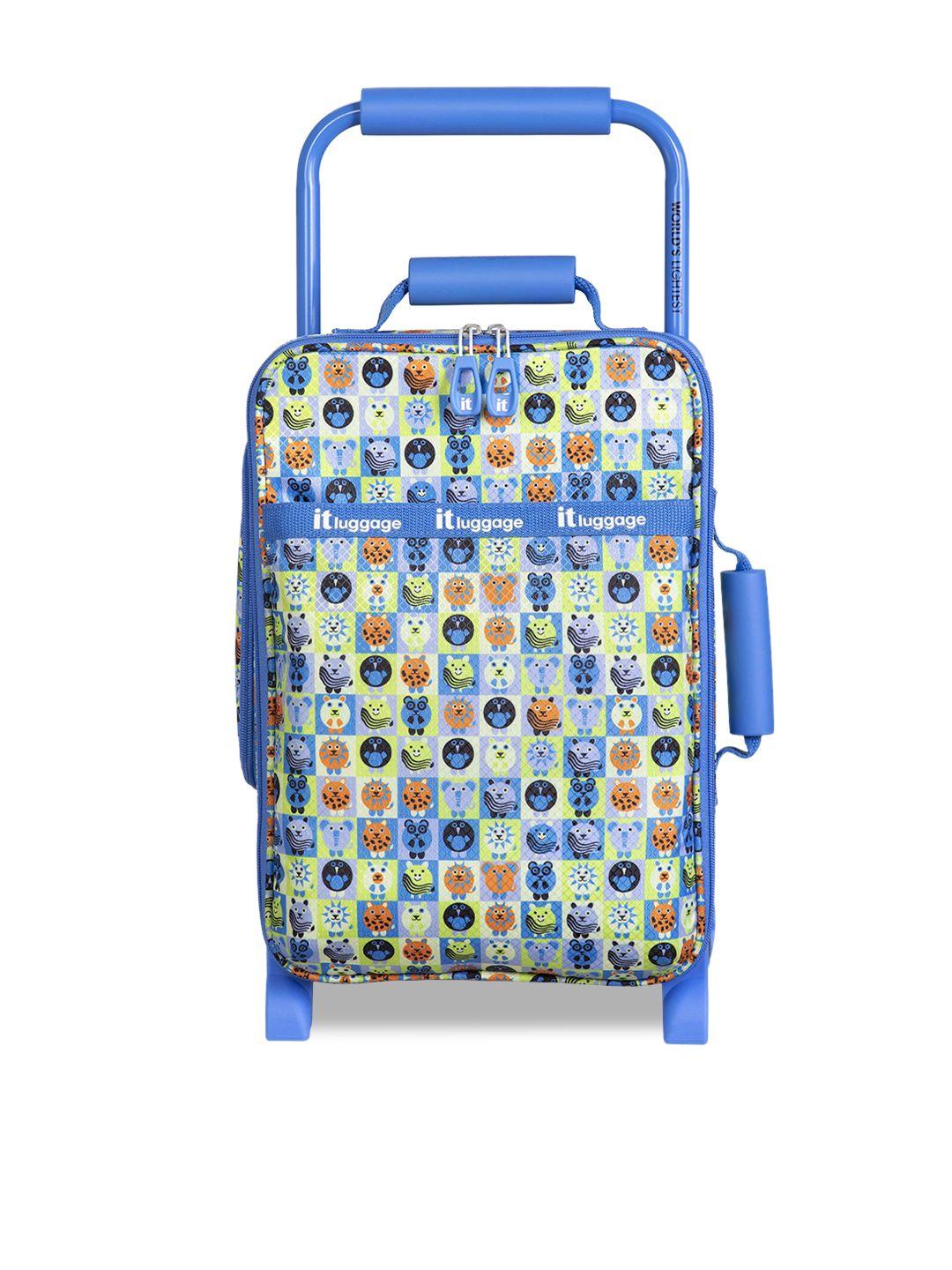 it luggage curiosity kids printed soft sided trolley bag