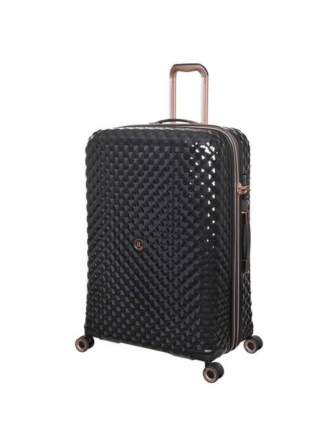 it luggage glitzy black quilted hard large trolley bag - 80 cms