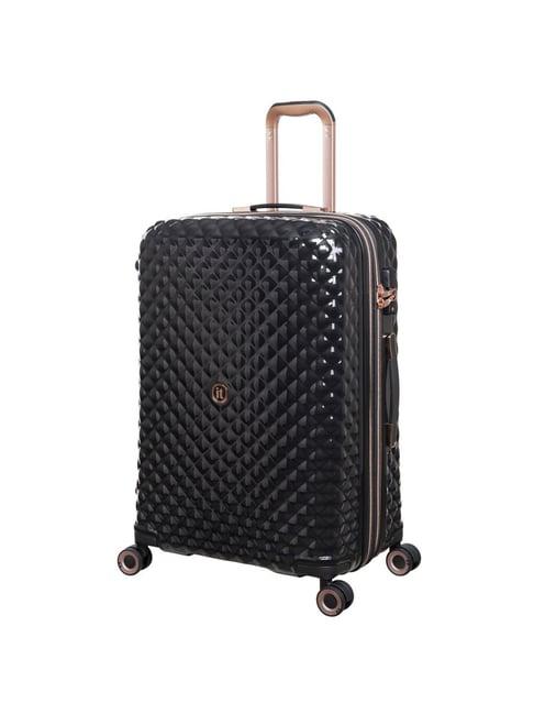 it luggage glitzy black quilted hard medium trolley bag - 70 cms