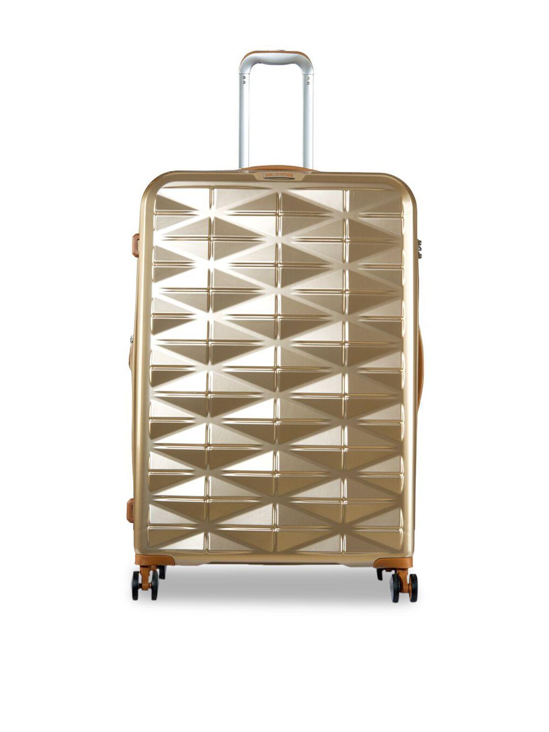 it luggage gold hard large suitcase expandable cabin 8 wheel trolley cream 80l