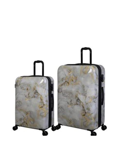 it luggage grey 8 wheel large hard cabin trolley pack of 2