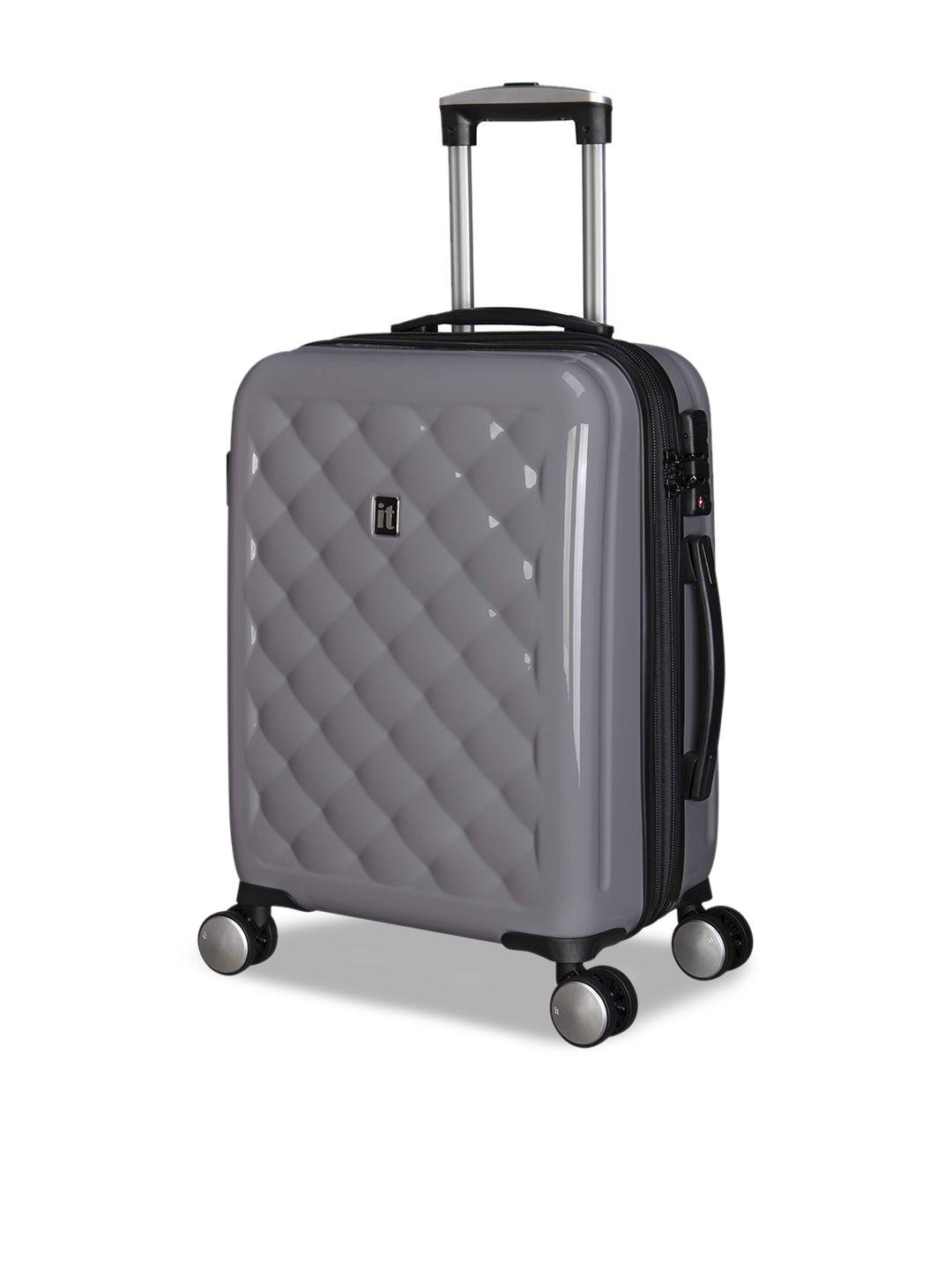 it luggage grey fashionista textured hard-sided small trolley bag