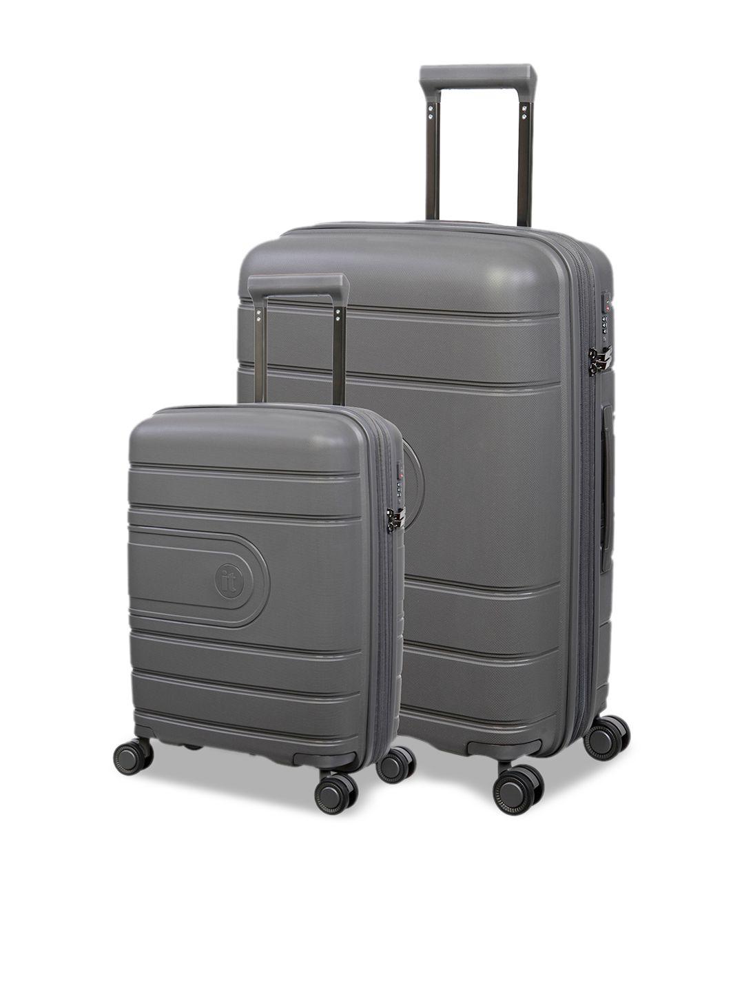 it luggage grey set of 2 solid hard-sided trolley suitcases