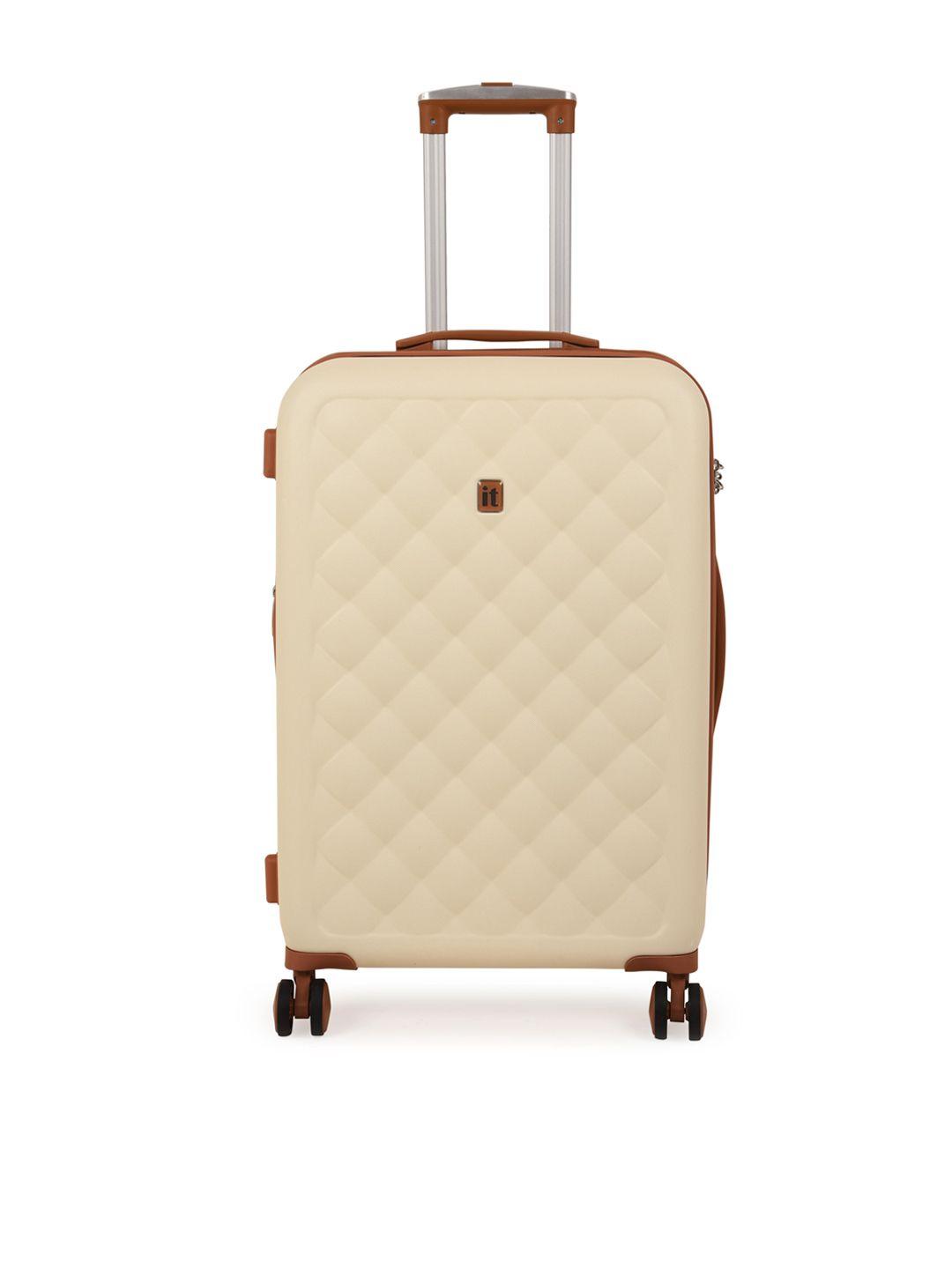 it luggage off white patterned hard-sided medium trolley bag