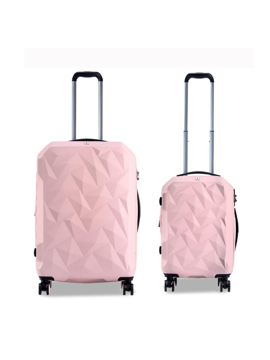 it luggage pack  of 2 pink textured hard-sided trolley bag