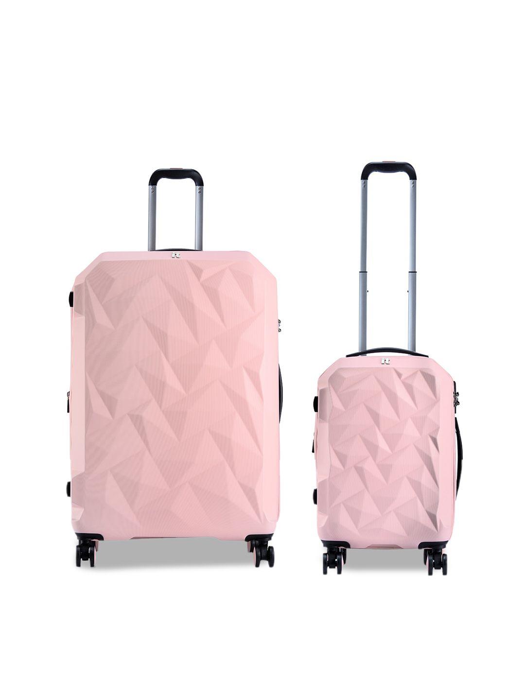 it luggage pack of 2 pink textured hard-sided trolley bag