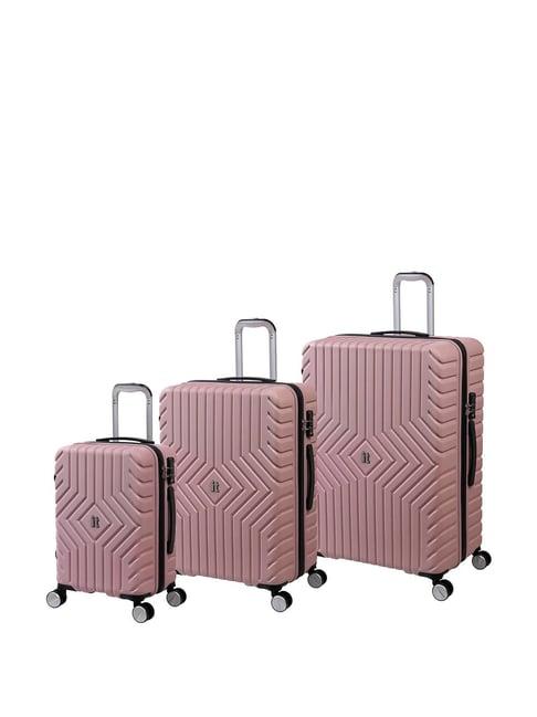 it luggage pink 8 wheel large hard cabin trolley pack of 3