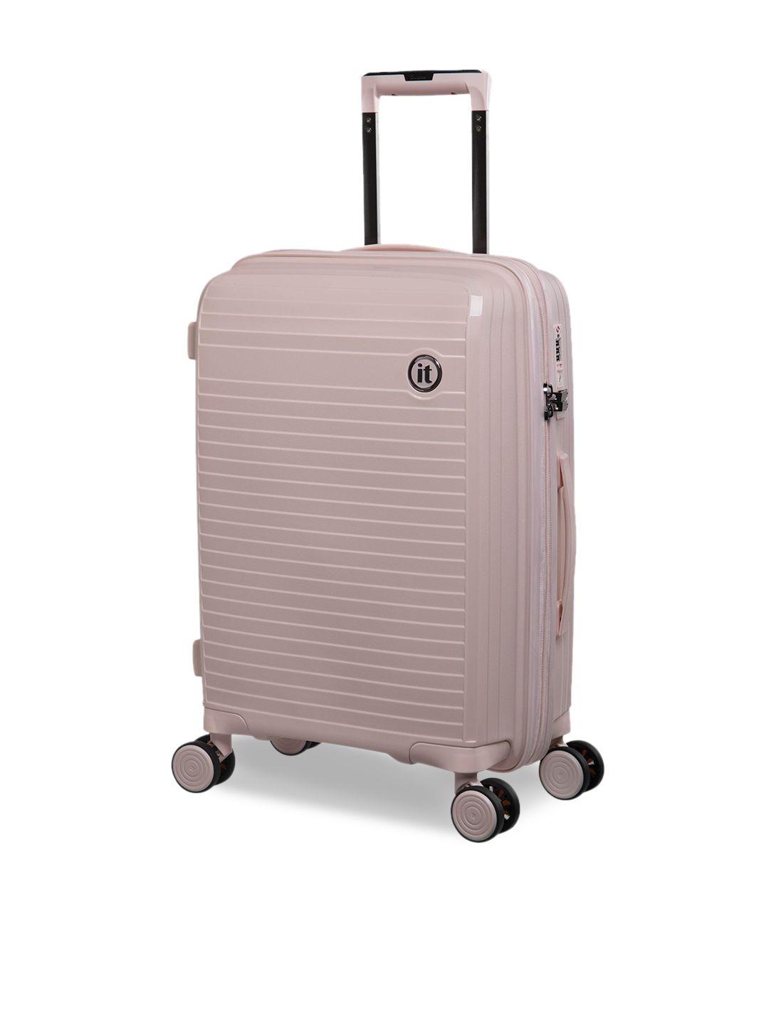 it luggage pink textured cabin trolley bag
