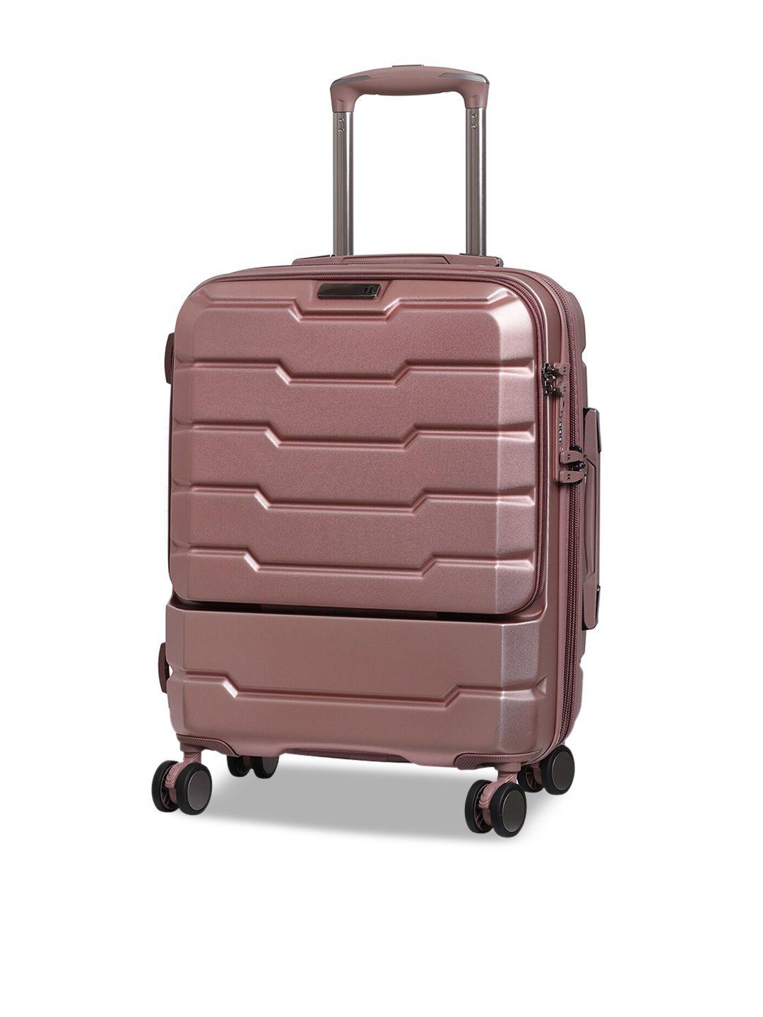 it luggage pink textured hard-sided cabin trolley bag