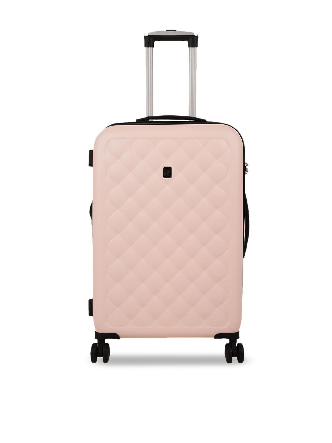 it luggage pink textured hard-sided medium trolley suitcase