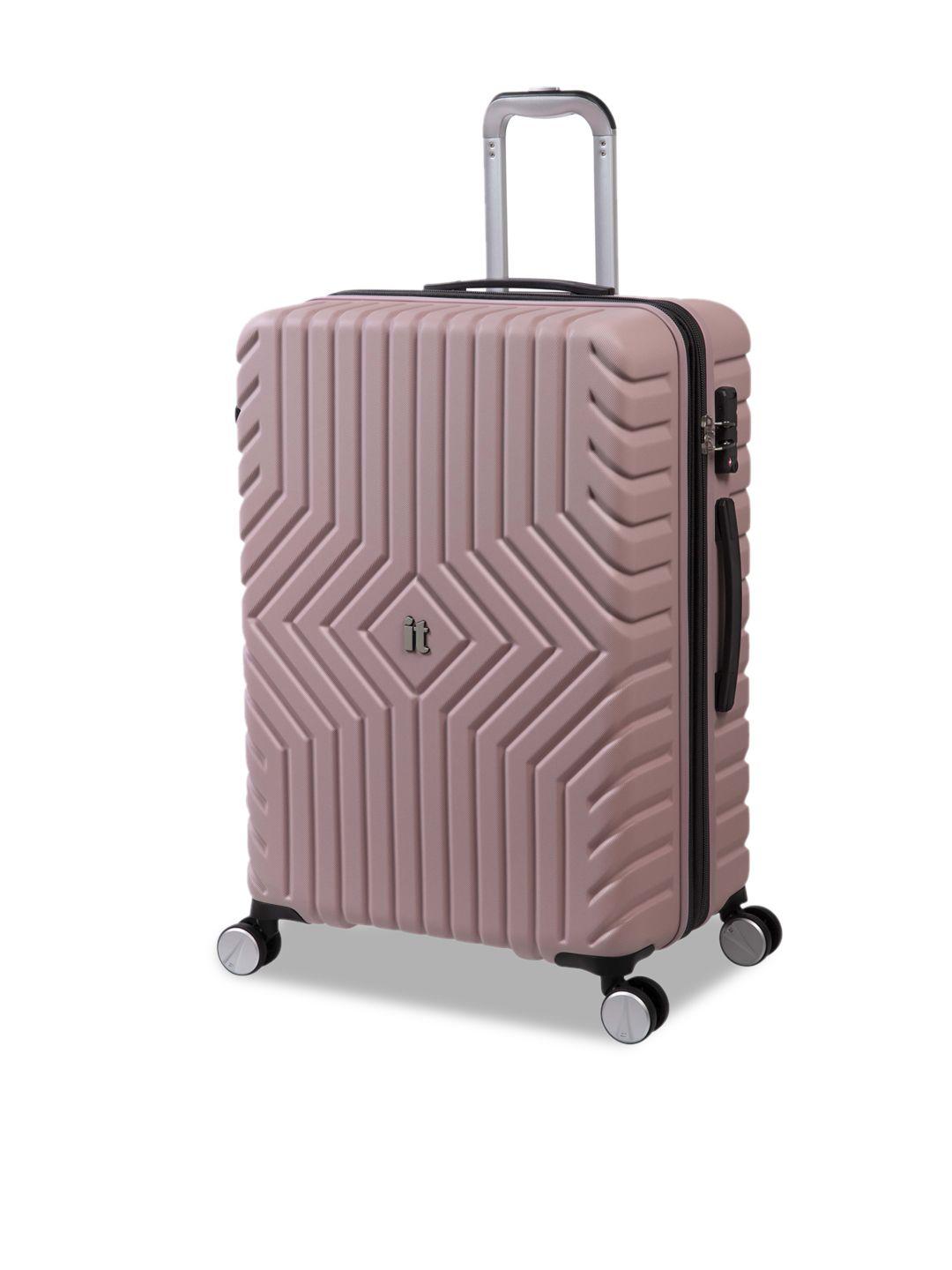 it luggage pink textured hard-sided trolley bag