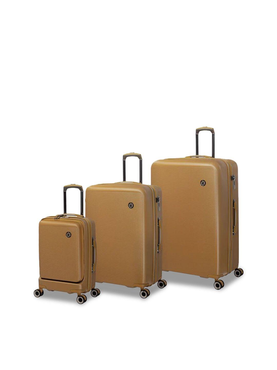 it luggage rapidity set of 3 textured hard-sided trolley suitcase
