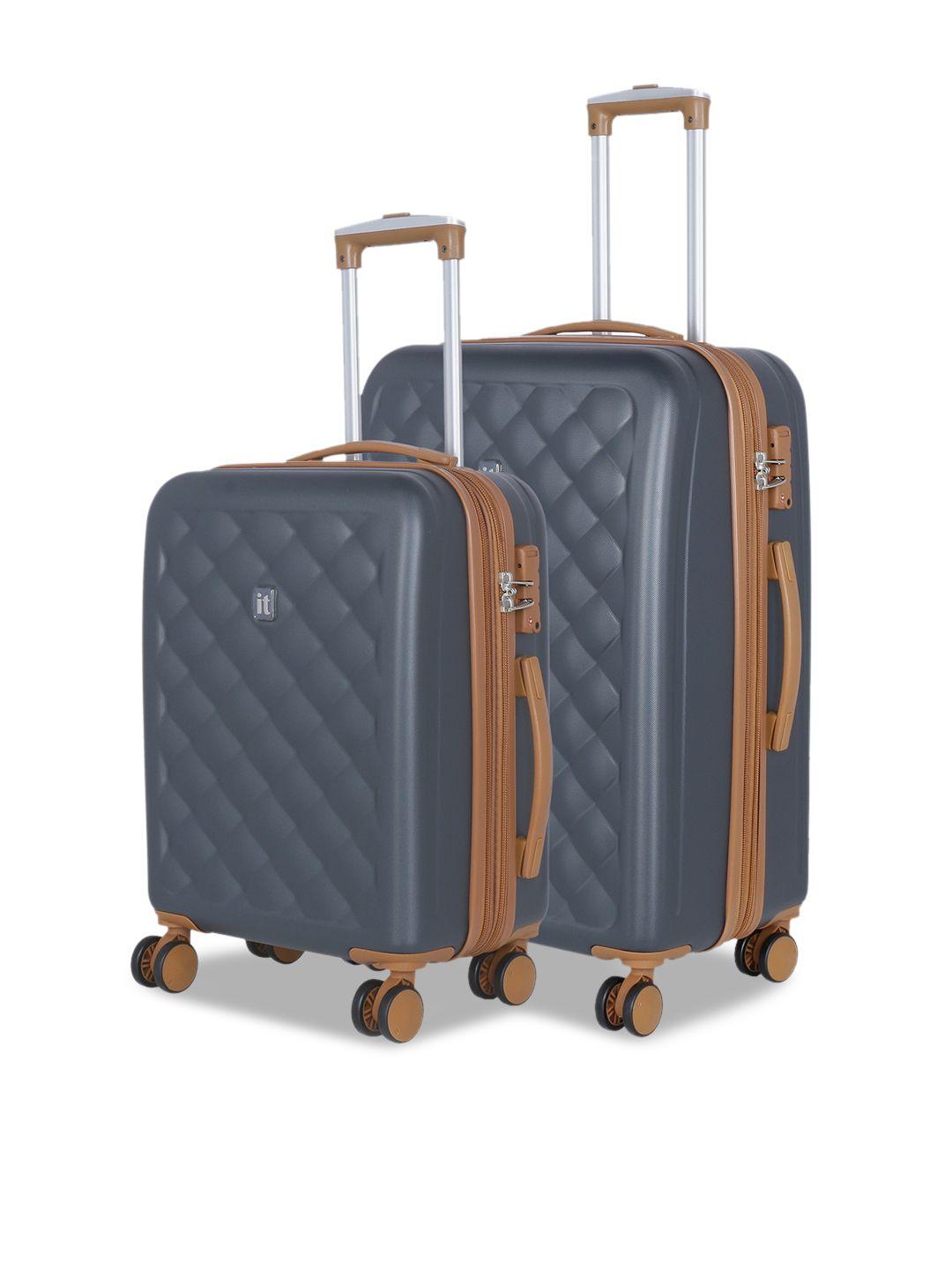 it luggage set of 2 grey cushion-lux 360 degree rotation hard-sided trolley suitcases