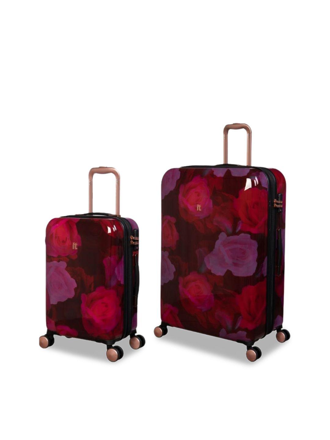 it luggage set of 2 printed hard-sided trolley suitcases