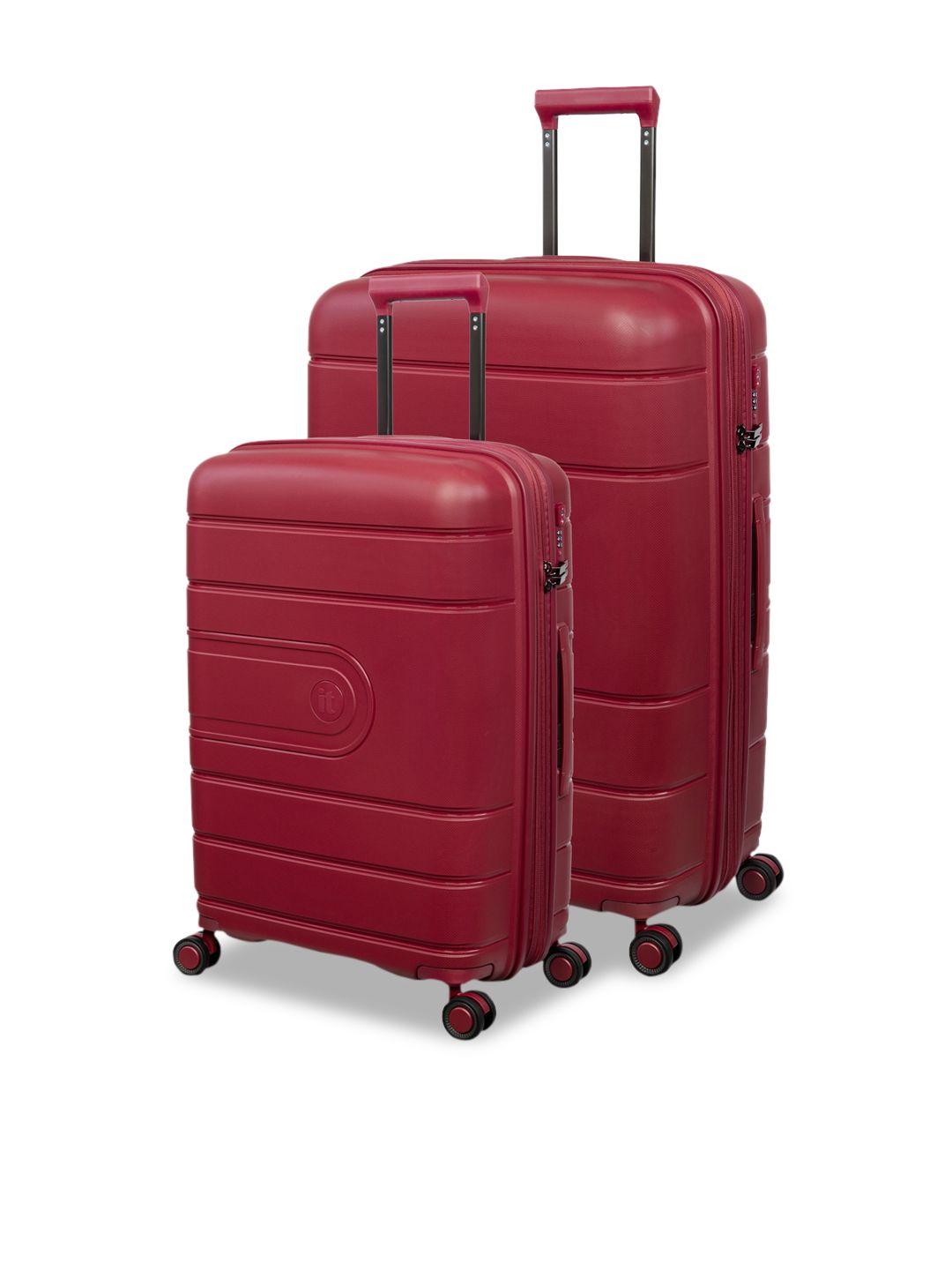 it luggage set of 2 red solid hard-sided trolley suitcases