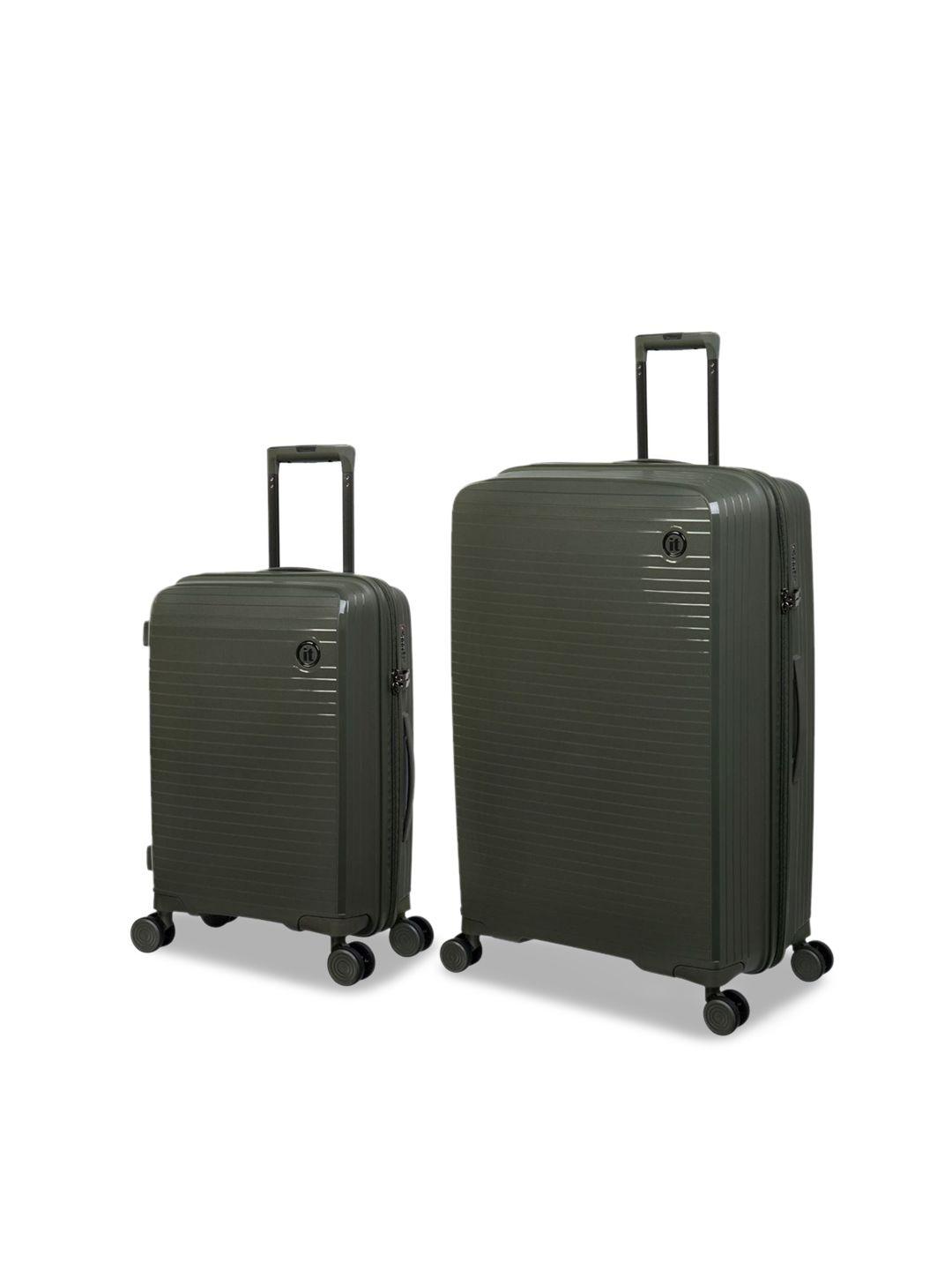 it luggage set of 2 striped hard-sided trolley suitcases