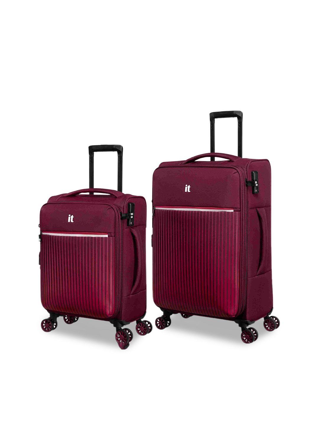 it luggage set of 2 striped soft-sided medium & large trolley suitcase