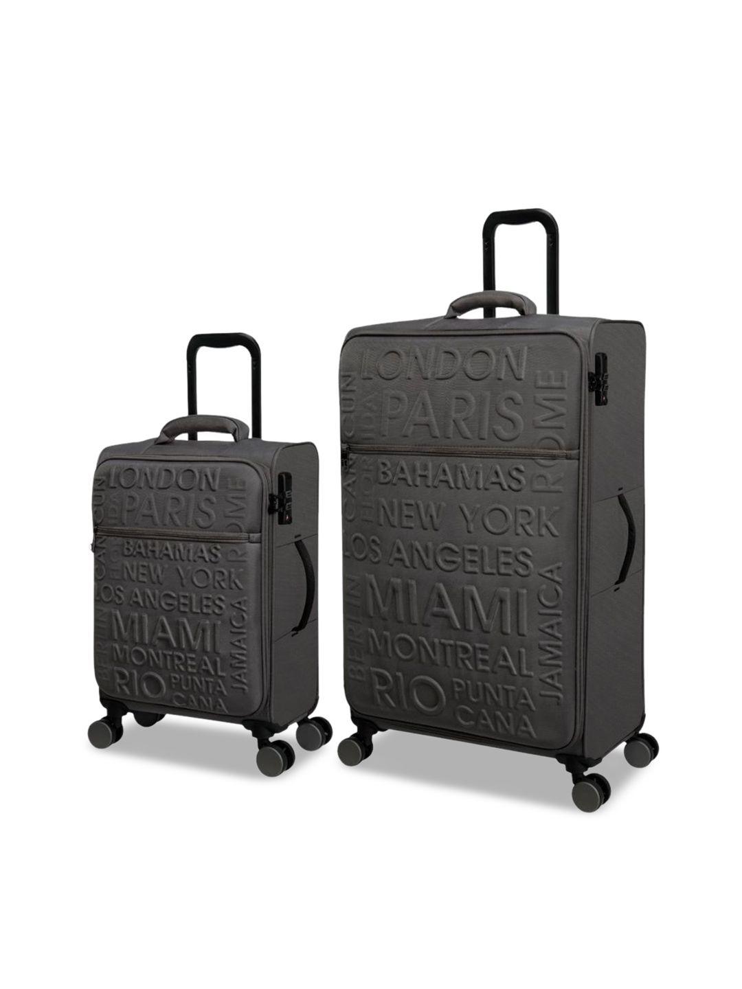 it luggage set of 2 textured hard-sided trolley suitcases