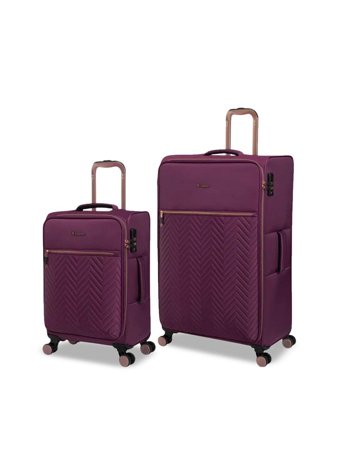 it luggage set of 2 textured soft-sided trolley suitcases