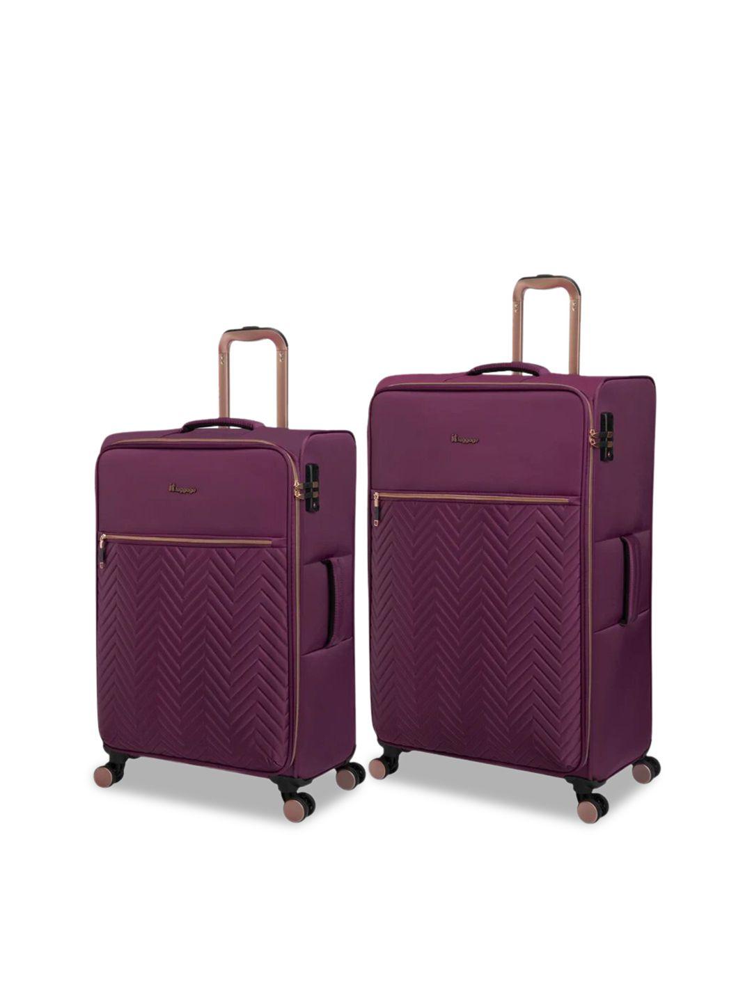 it luggage set of 2 textured soft-sided trolley suitcases