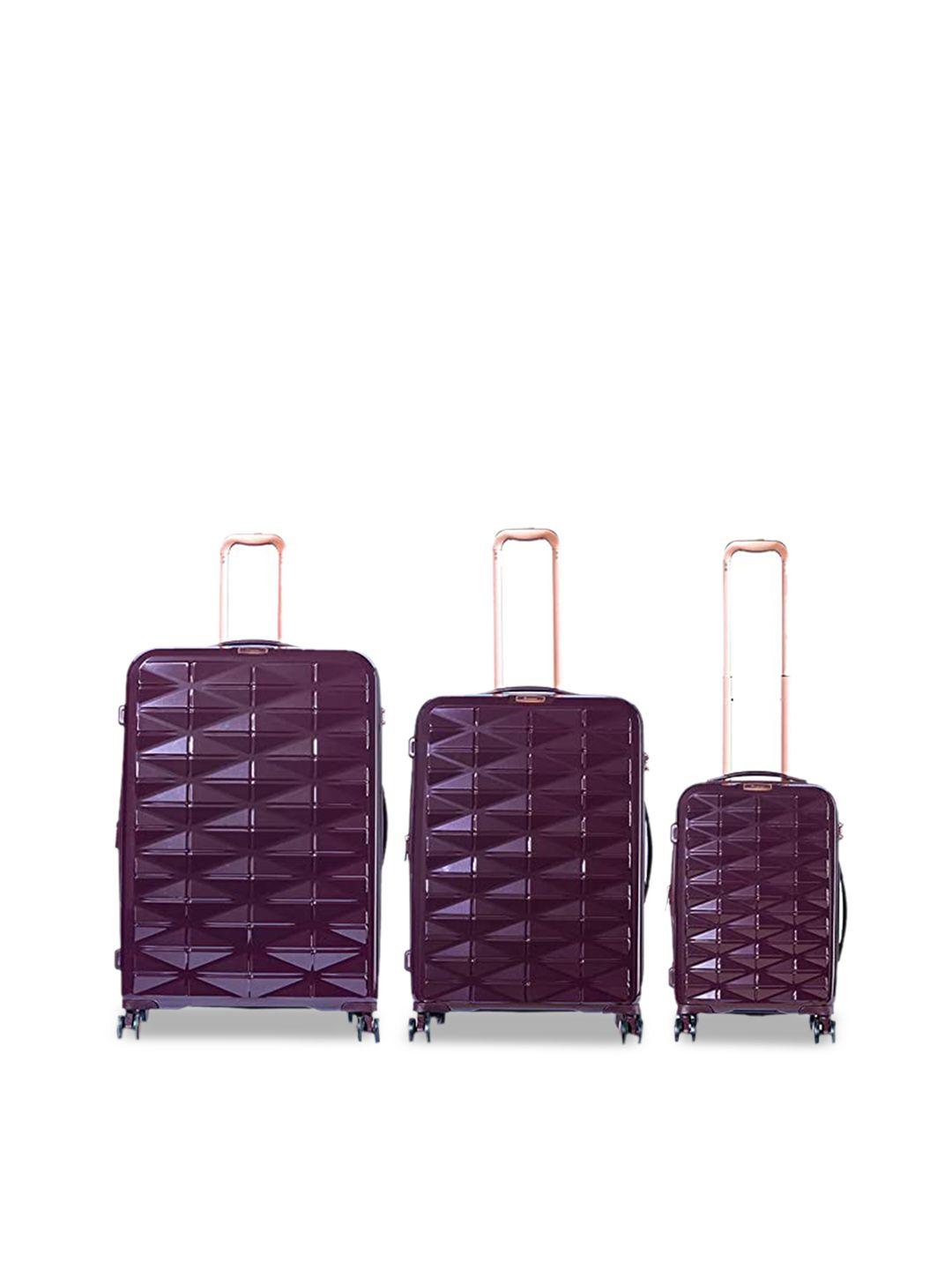 it luggage set of 3  purple textured hard-sided trolley bag