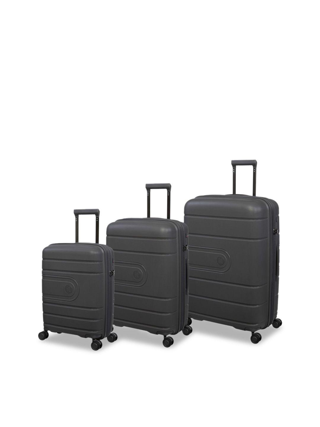 it luggage set of 3 grey solid hard sided trolley bag