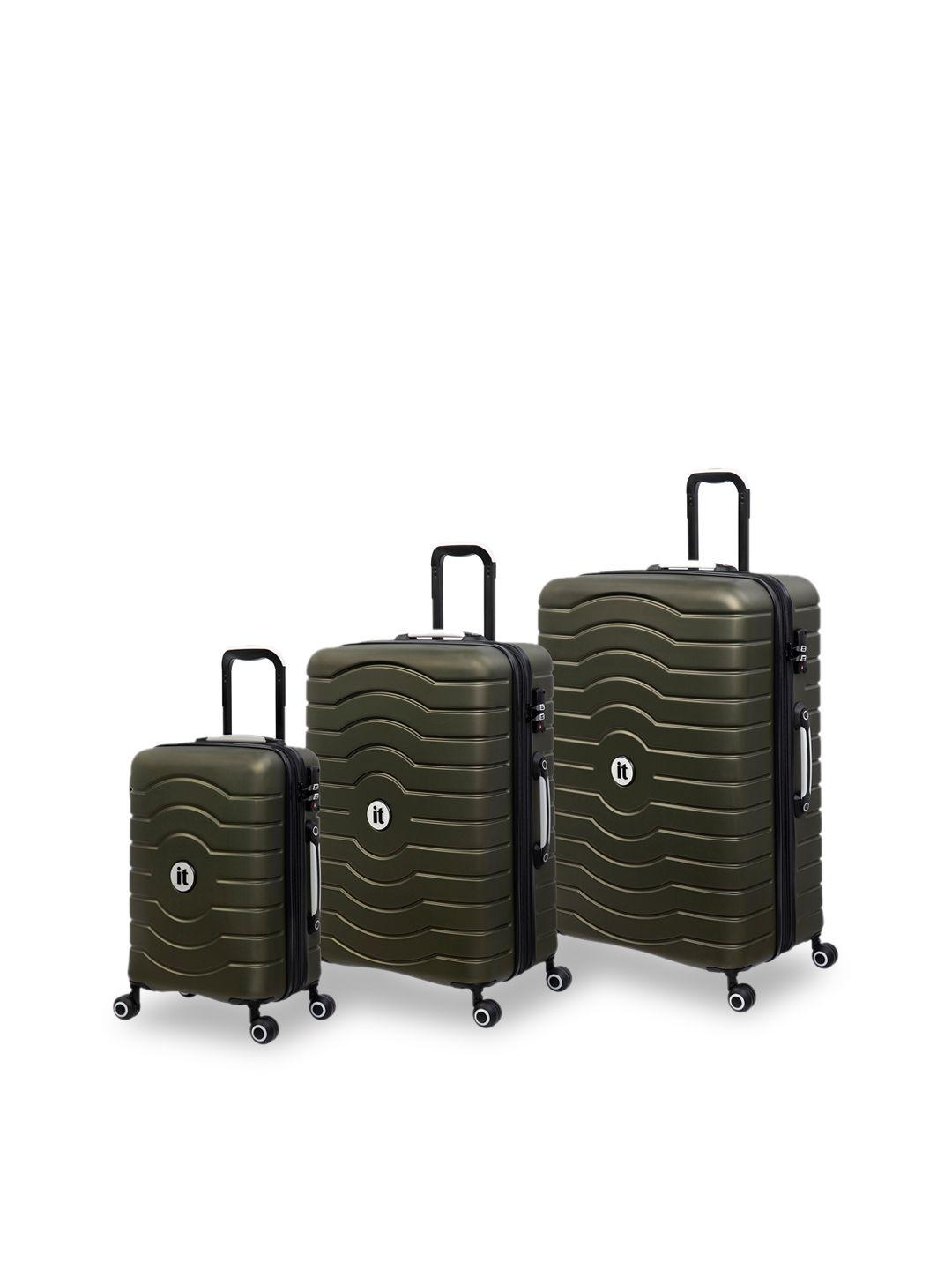 it luggage set of 3 textured trolley bags