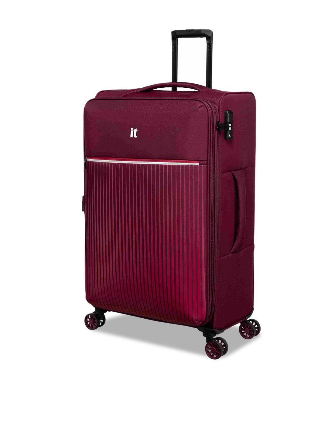it luggage striped soft-sided large 360-degree rotation trolley suitcase