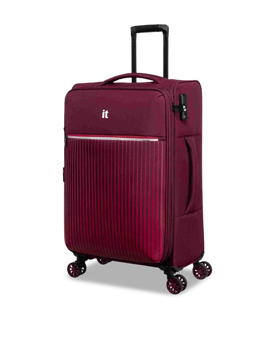 it luggage striped soft-sided medium 360-degree rotation trolley suitcase