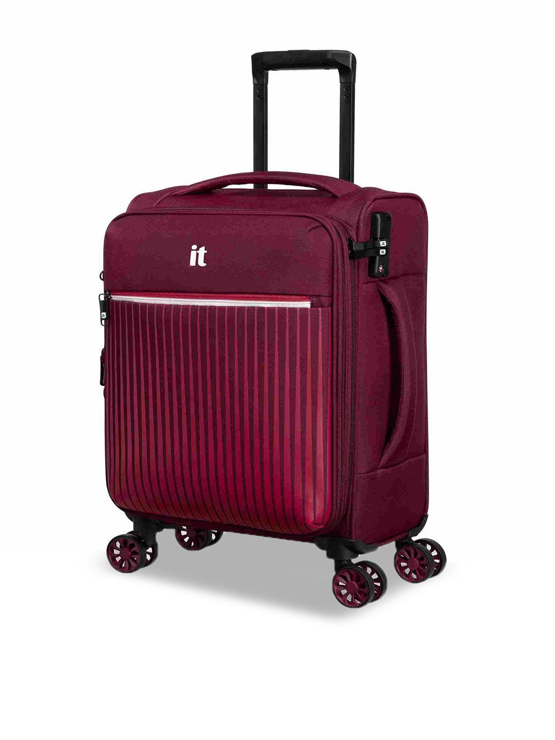 it luggage striped soft-sided small 360-degree rotation trolley suitcase