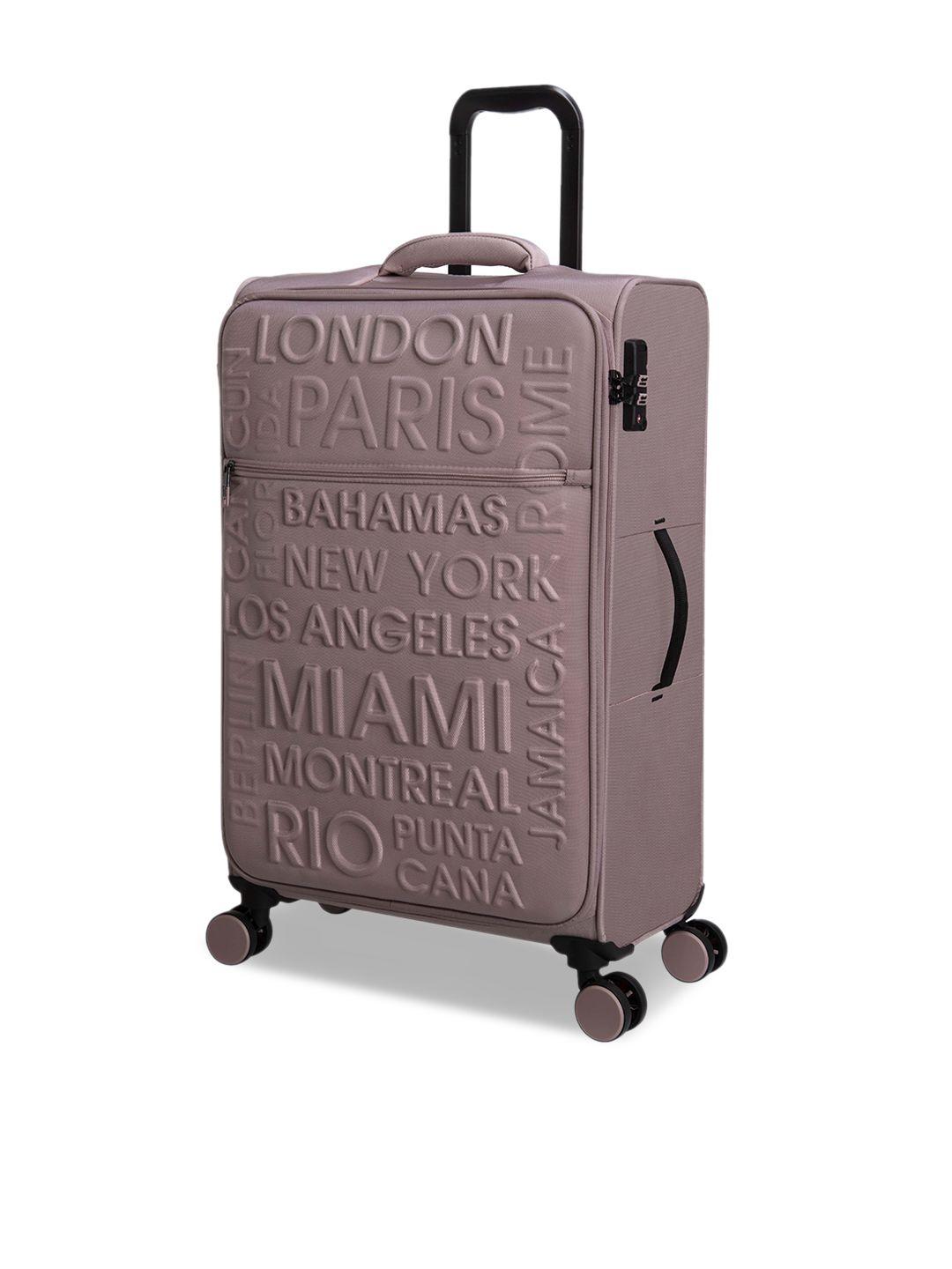 it luggage typographic print soft-sided cabin trolley bag