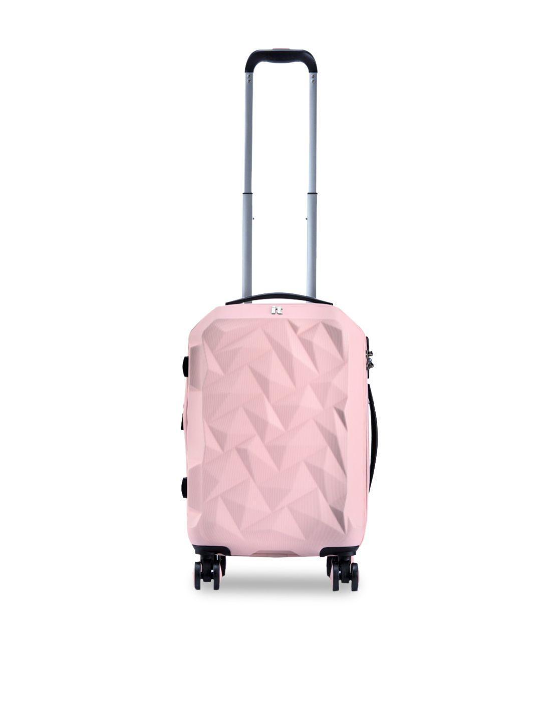 it luggage women pink textured hard-sided cabin trolley suitcase