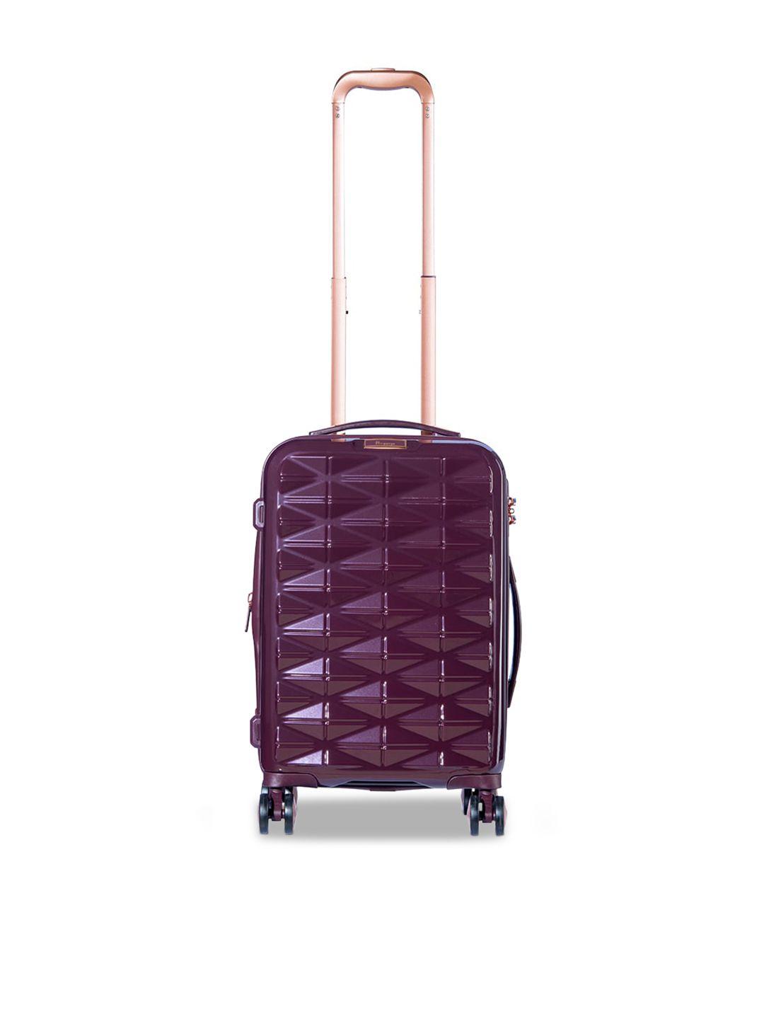 it luggage women purple textured hard-sided expandable cabin trolley suitcase