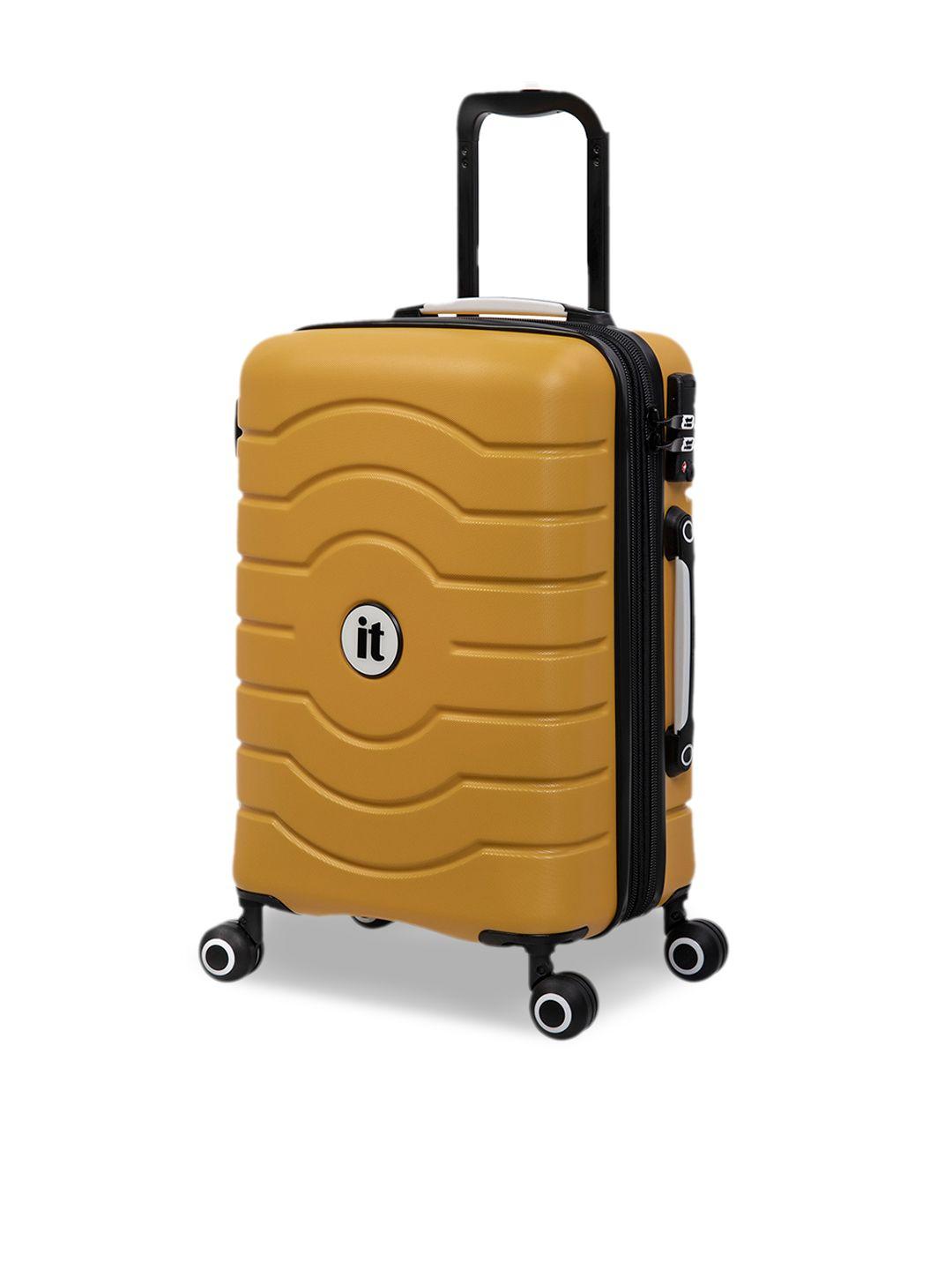 it luggage yellow textured hard-sided trolley bag
