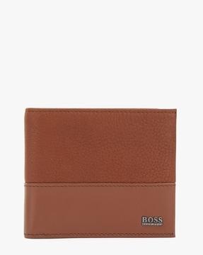 italian leather billfold wallet with embossed logo