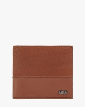 italian leather billfold wallet with embossed logo