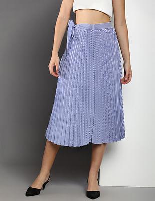 ithaka striped pleated midi skirt