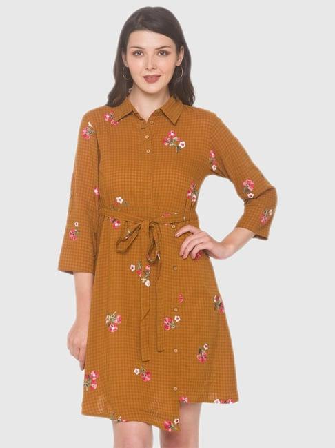 iti tan floral print dress